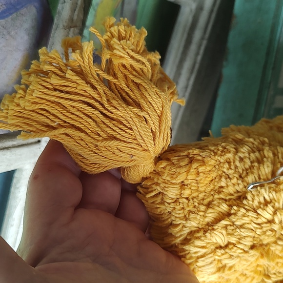 NWT Natural Life rainbow happy face pillow mustard yellow tufted throw pillow - Picture 2 of 6